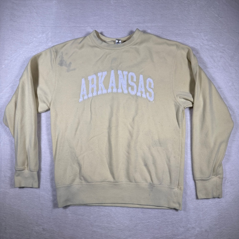 Zoozatz Arkansas Crewneck Sweatshirt Pullover Light Yellow Size Medium Mens